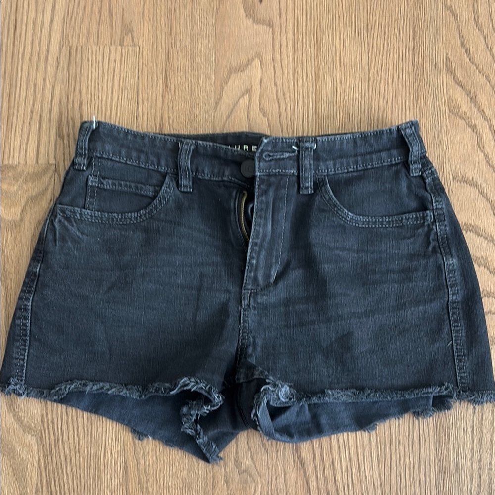 LC Lauren Conrad Faded Black Jean Shorts High-Waisted Frayed Hem